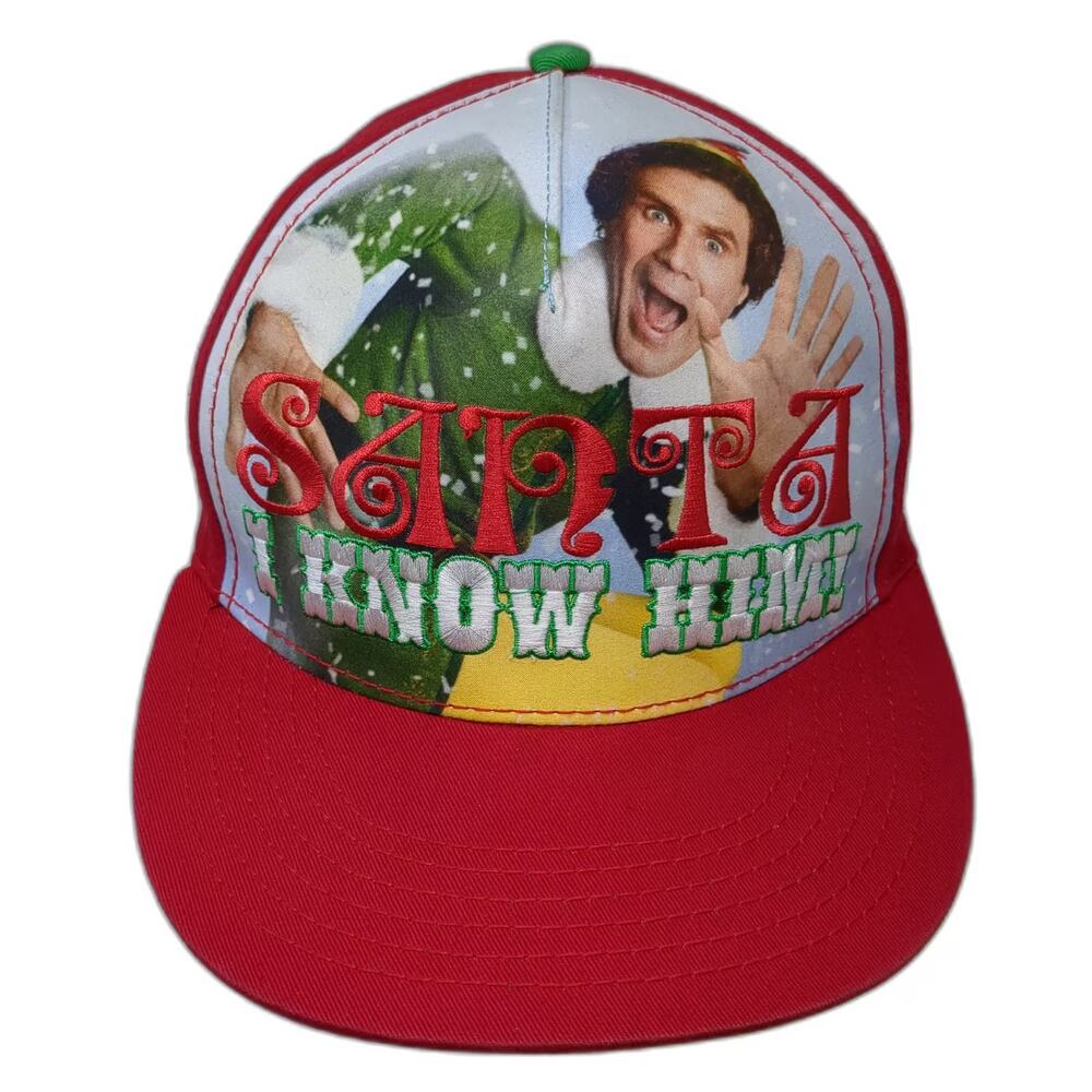 Elf 5 Panel Hat Red Green One Size Buddy Santa I Know Him Movie Christmas Cap